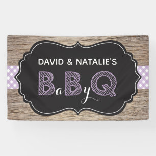 Baby Q BBQ Baby Shower Banner Purple