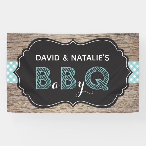 Baby Q BBQ Baby Shower Banner Teal