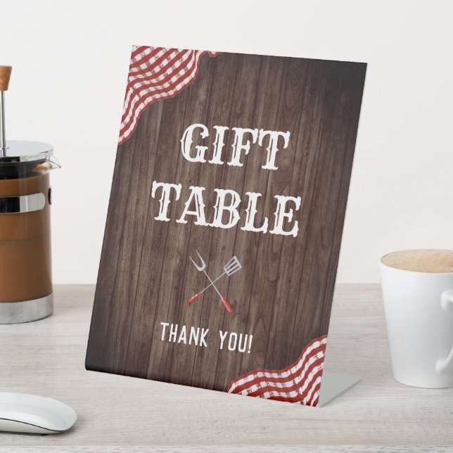Baby Q BBQ Baby Shower Gift Table Sign (In SItu)