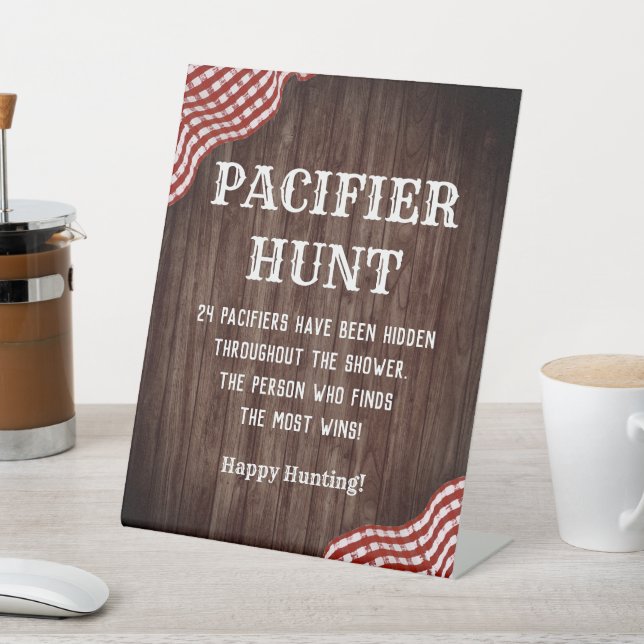 Baby Q BBQ Baby Shower Pacifier Hunt Game Sign (In SItu)