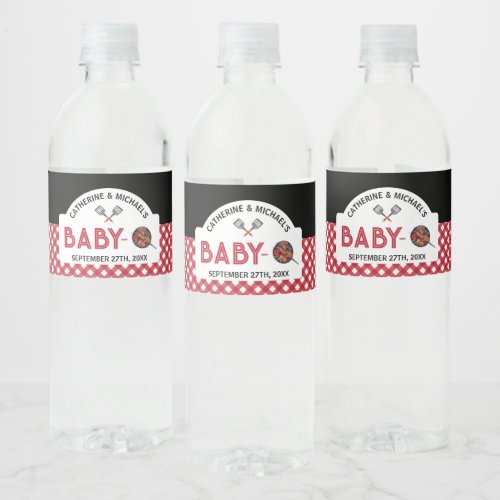 Baby_Q BBQ Barbecue Baby Shower Favor Water Bottle Label