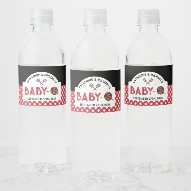 Baby-Q BBQ Barbecue Baby Shower Favor Water Bottle Label (Bottles)