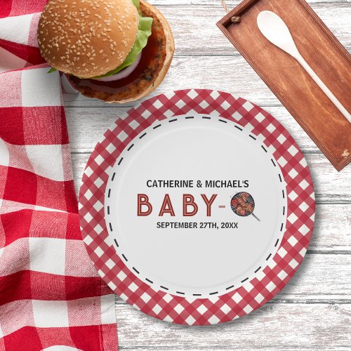 Baby_Q BBQ Barbecue Baby Shower Paper Plates