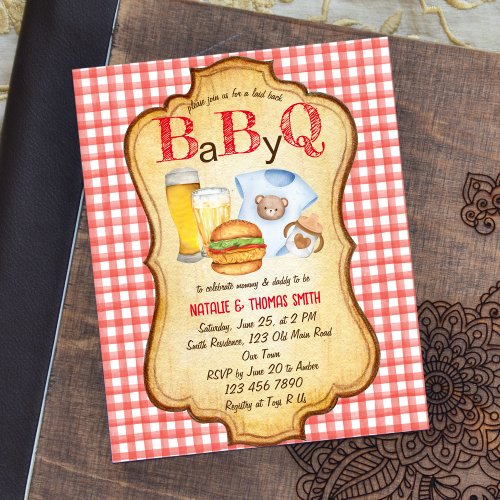 Baby Q BBQ barbecue budget baby shower invitation