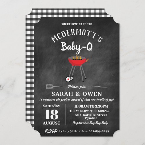Baby_Q BBQ Party Backyard Barbecue Baby Shower  In Invitation