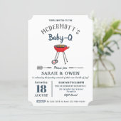 Baby-Q BBQ Party Backyard Barbecue Baby Shower  Invitation (Standing Front)
