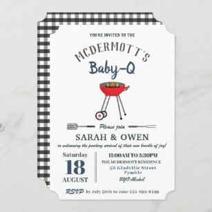 Baby-Q BBQ Party Backyard Barbecue Baby Shower  Invitation