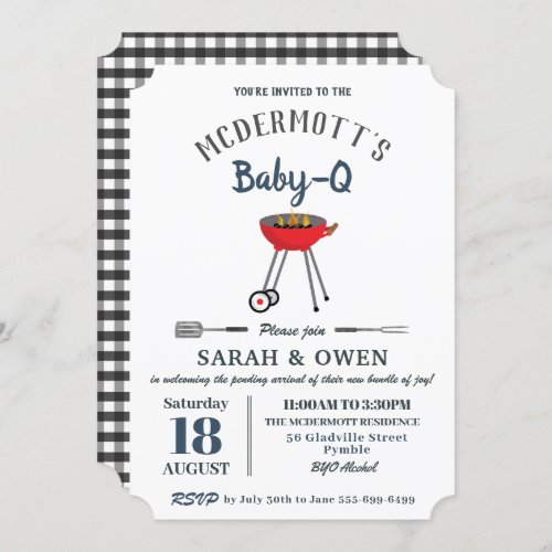 Baby_Q BBQ Party Backyard Barbecue Baby Shower  Invitation