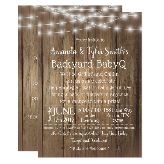 Baby Q Bbq Wood Rustic Gender Neutral Baby Shower Invitation Baby Q Bbq Wood Rustic Gender Neutral Baby Shower Invitation