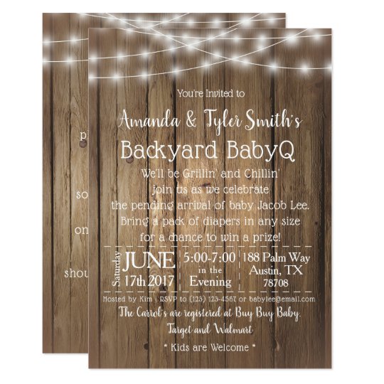 Baby Q Bbq Wood Rustic Gender Neutral Baby Shower Invitation