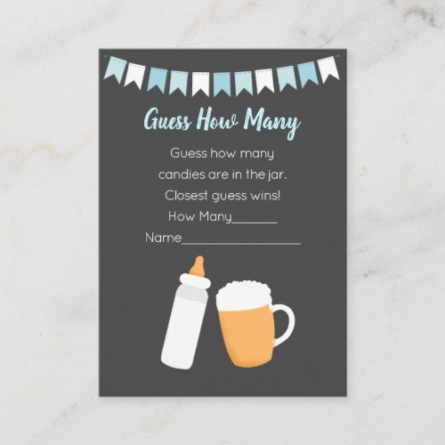 Baby_Q Beer Couples Boy Baby Shower Guess How Many Enclosure Card