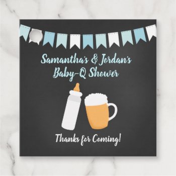 Baby-q Boy Baby Shower Beer Bottle Square Favor Tags by allpetscherished at Zazzle