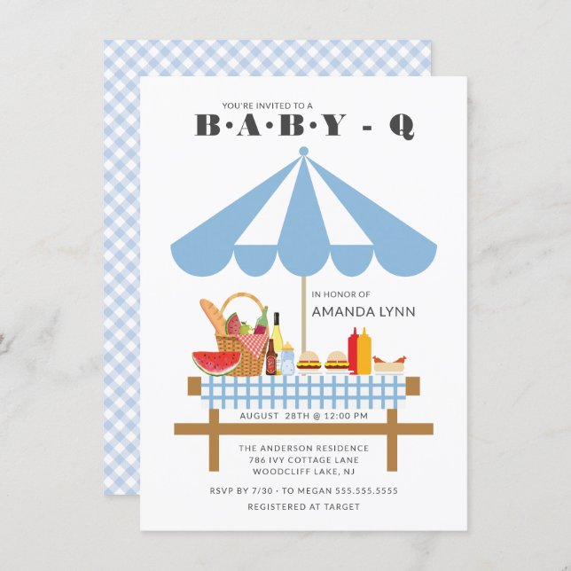 Baby Q Boys Baby Shower  Invitation (Front/Back)