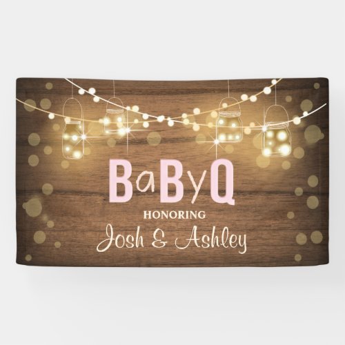 Baby Q Coed BBQ Baby Shower Backdrop Banner Rustic