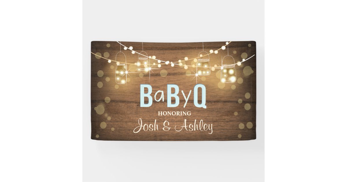 Baby Q Coed Bbq Baby Shower Backdrop Banner Rustic