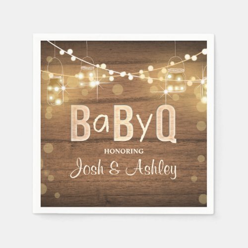 Baby Q Coed BBQ Baby Shower Paper Napkins Rustic