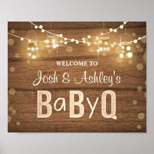Baby Q Coed BBQ Baby Shower Welcome Sign Rustic