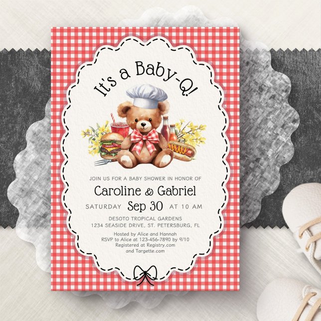Baby-Q Couples BBQ Picnic Baby Shower Invitation (Creator Uploaded)