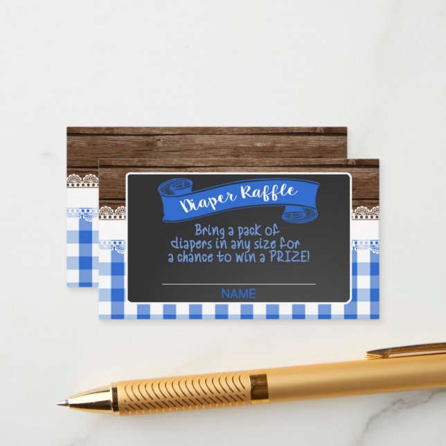 Baby Q Diaper Raffle Card - Blue (Front/Back In Situ)
