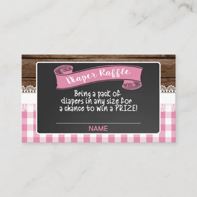 Baby Q Diaper Raffle Card Pink Zazzle