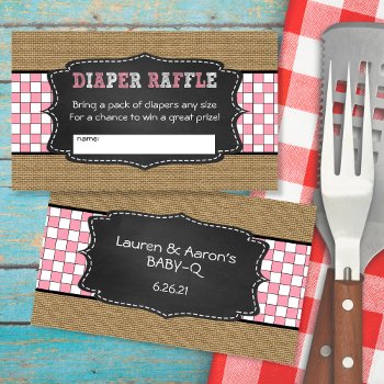 Baby Q Diaper Raffle Tickets / Girl Baby Shower Enclosure Card by lemontreecards at Zazzle