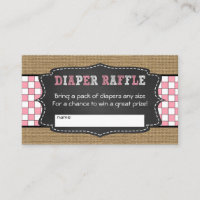 Baby Q Diaper Raffle Tickets / GIRL baby shower Enclosure Card