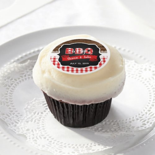 Baby Q Edible Cupcake Topper _ Red _ Edible Frosting Rounds