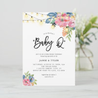 Baby Q Garden Party Flowers & Lights Baby Shower Invitation