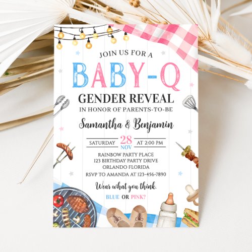 Baby-Q Gender Reveal Invitation