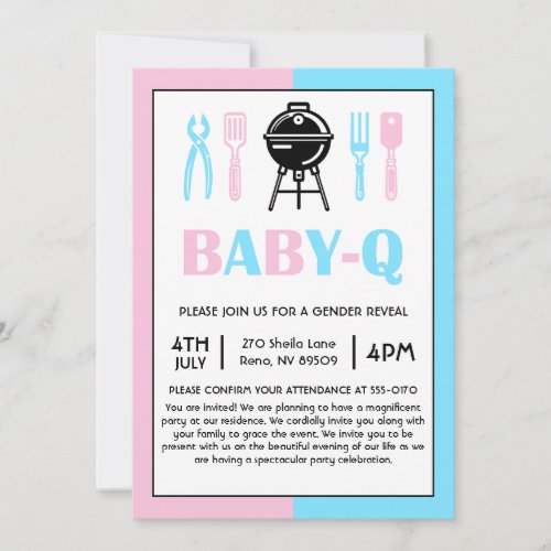 Baby Q Gender Reveal Lunch Invitation