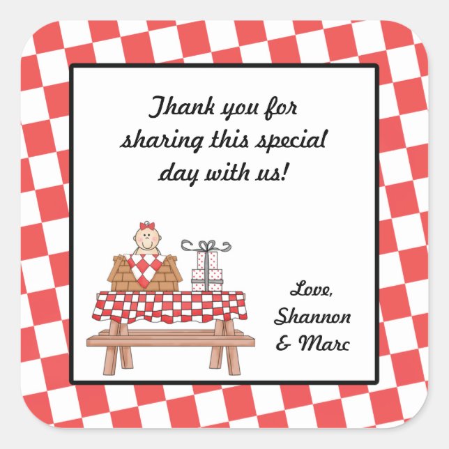 Baby Q Girl Shower Favor Sticker BBQ Barbeque (Front)