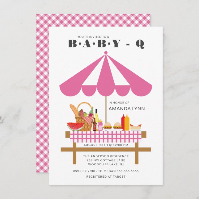 Baby Q Girls Baby Shower  Invitation (Front/Back)