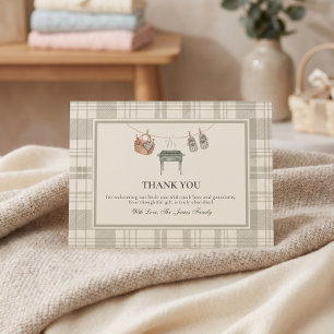 Baby Q Gratitude Plaid Clothesline Picnic Grill Thank You Card
