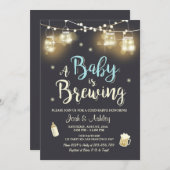 Baby Q invitation Coed BBQ Baby brewing Boy blue (Front/Back)