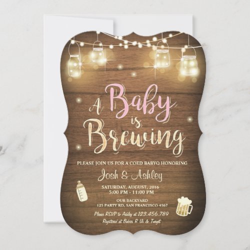 Baby Q invitation Coed BBQ Baby brewing Pink Girl