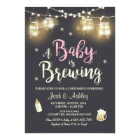 Baby Q invitation Coed BBQ Baby brewing Pink Girl