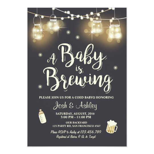 Baby Q Invitation Coed Bbq Brewing Shower Zazzle