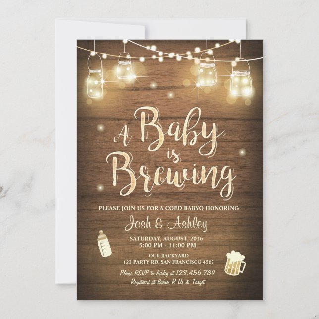 Baby Q invitation Coed BBQ Baby brewing shower (Front)