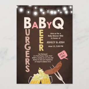 Baby Q invitation Coed BBQ Baby Shower Rustic Girl