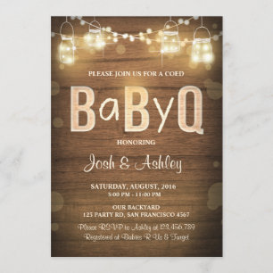 Baby Q invitation Coed BBQ Baby Shower Rustic Wood