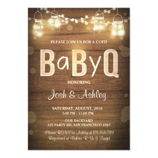 Baby Q invitation Coed BBQ Baby Shower Rustic Wood