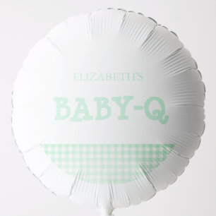 Baby-Q Mint Green Gingham Baby Shower Balloon