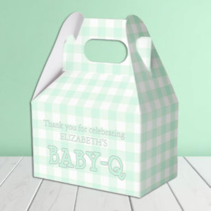 Baby-Q Mint Green Gingham Baby Shower Favor Boxes
