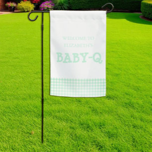 Baby-Q Mint Green Gingham Baby Shower Garden Flag
