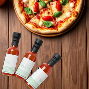 Baby-Q Mint Green Gingham Baby Shower Hot Sauces
