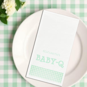 Baby-Q Mint Green Gingham Baby Shower Paper Guest Towels