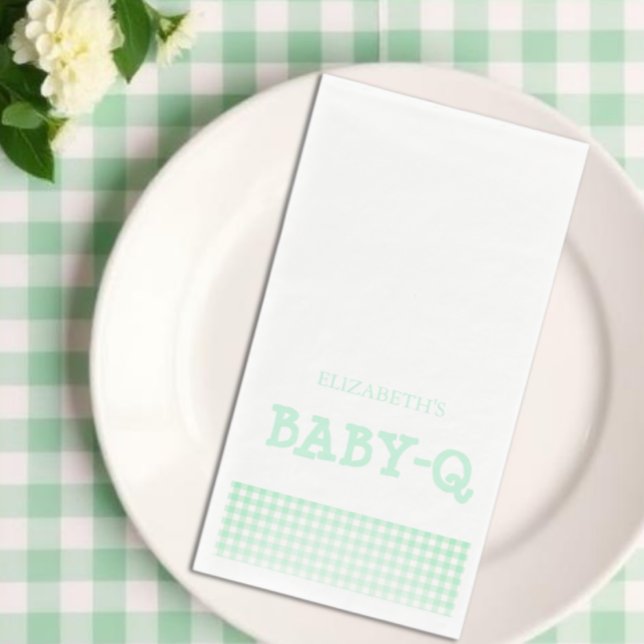Baby-Q Mint Green Gingham Baby Shower Paper Guest Towels (Creator Uploaded)