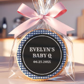 Baby Q Navy Gingham Plaid Baby Shower Sugar Cookie