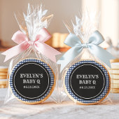 Baby Q Navy Gingham Plaid Baby Shower Sugar Cookie