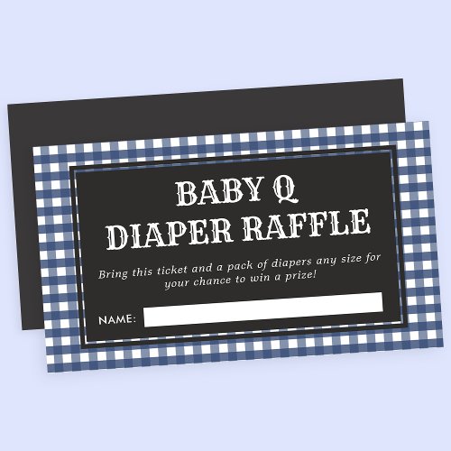 Baby Q Navy Plaid Baby Shower Diaper Raffle Enclosure Card